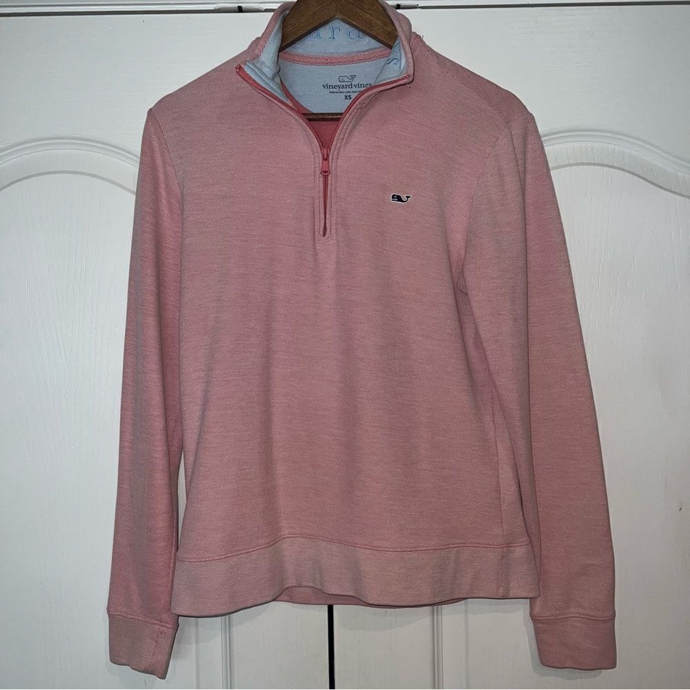 Vineyard Vines Pink 1/4 Zip Long Sleeve Sweater